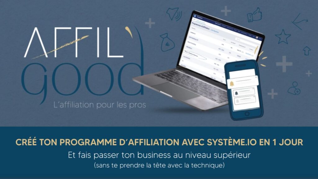 Bannière graphique représentant la formation en ligne affil'good d'Ambition Féminine.