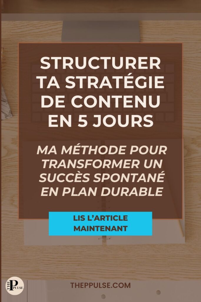 Planning de contenu organisé sur 5 jours pour entrepreneuses digitales