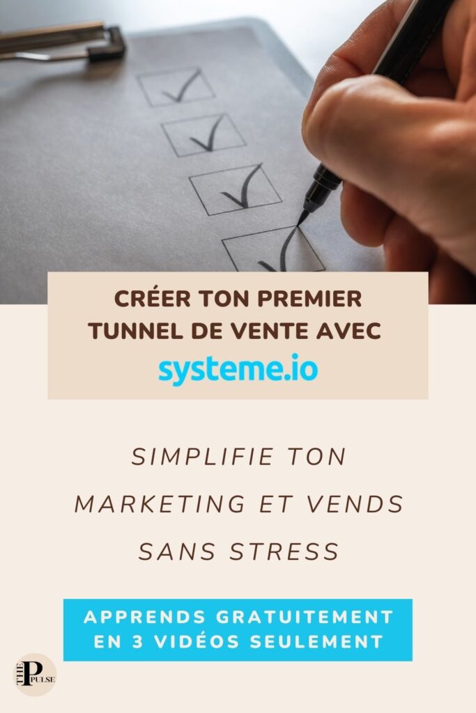Interface Systeme.io avec explication des tunnels de vente